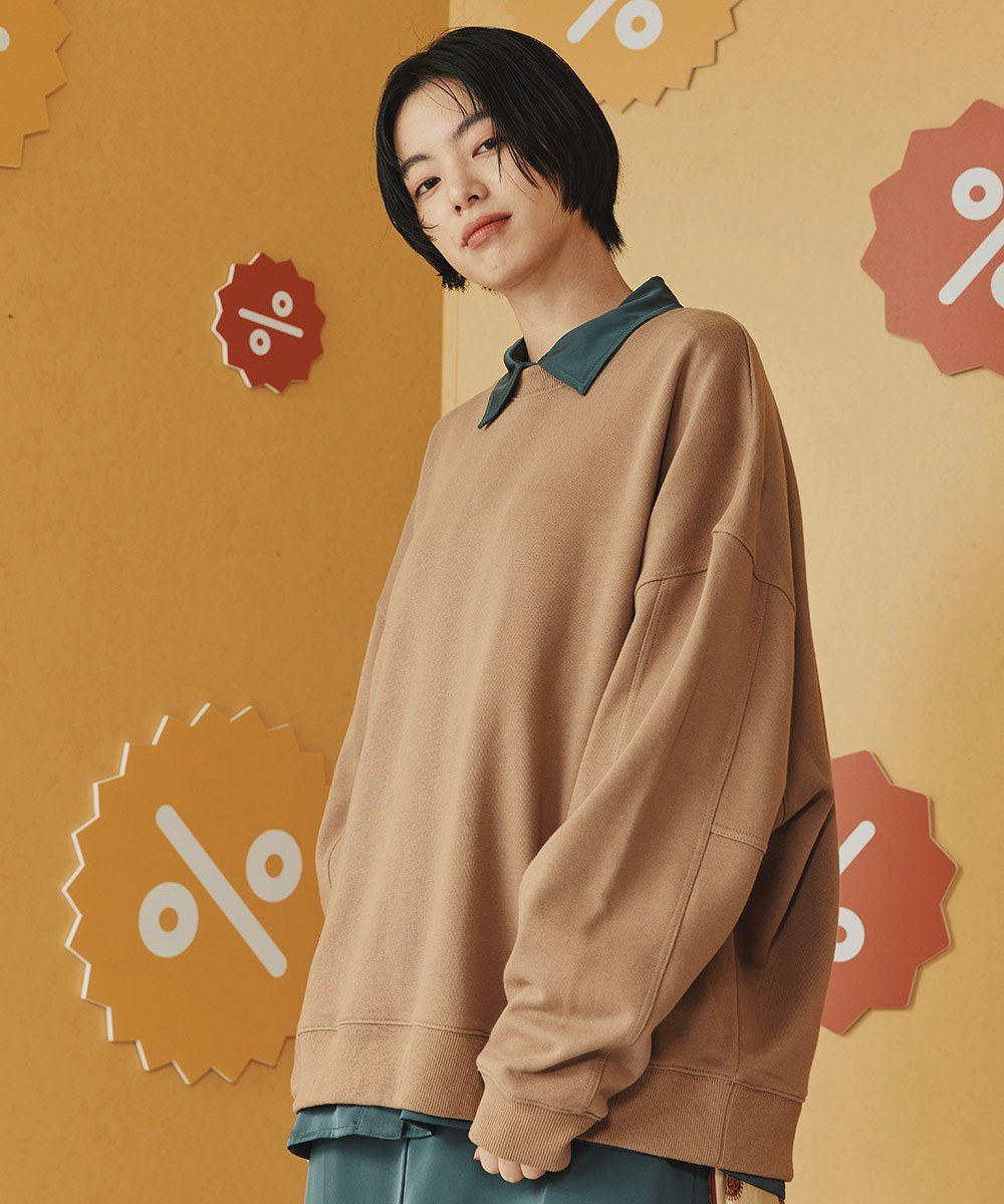 Oversized寬鬆多色圓領大學Tee