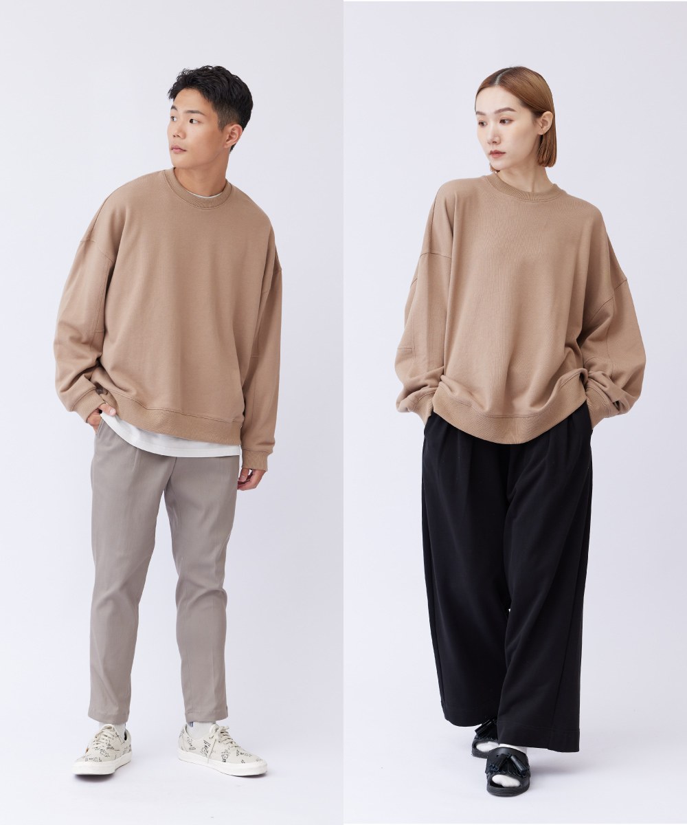 Oversized寬鬆多色圓領大學Tee