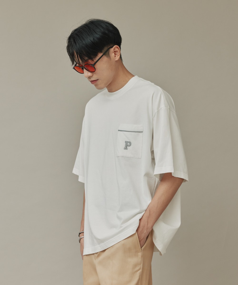 P-logo口袋寬鬆短袖TEE
