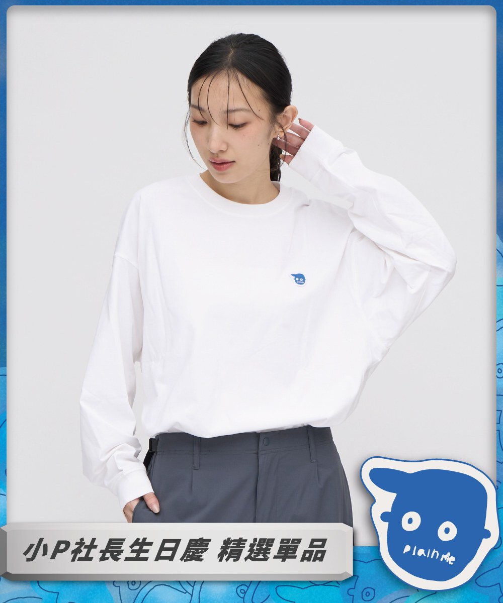 小P社長logo多色長袖鬆身TEE