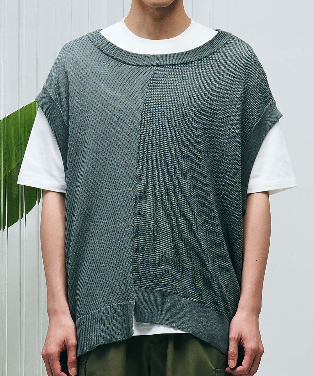 針織拼接套頭背心