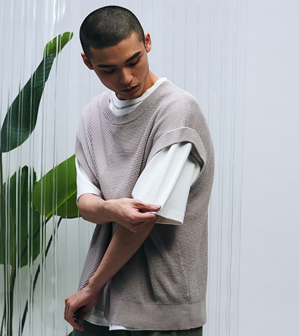 針織拼接套頭背心