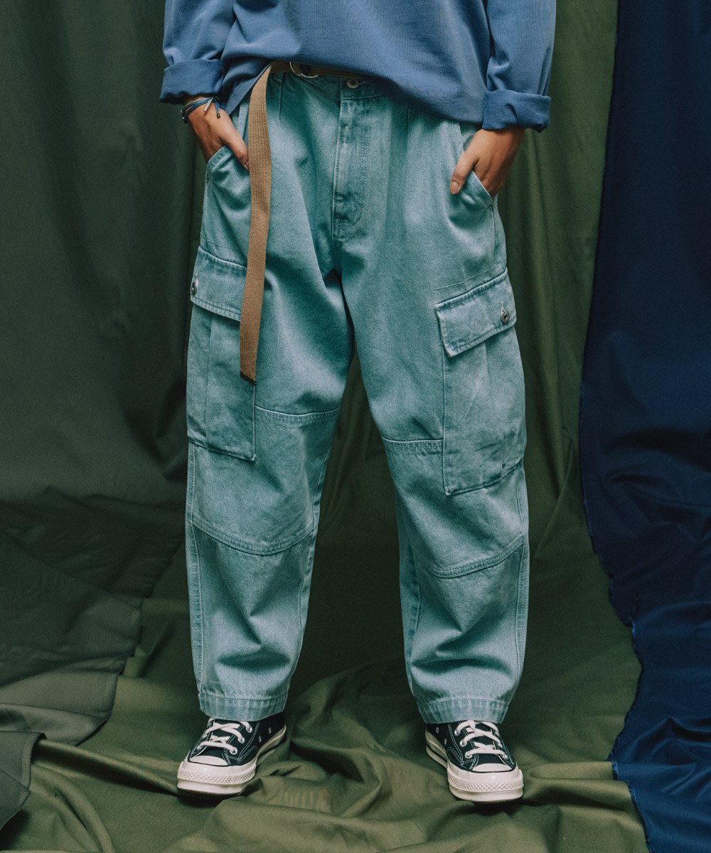 丹寧繭型口袋長褲