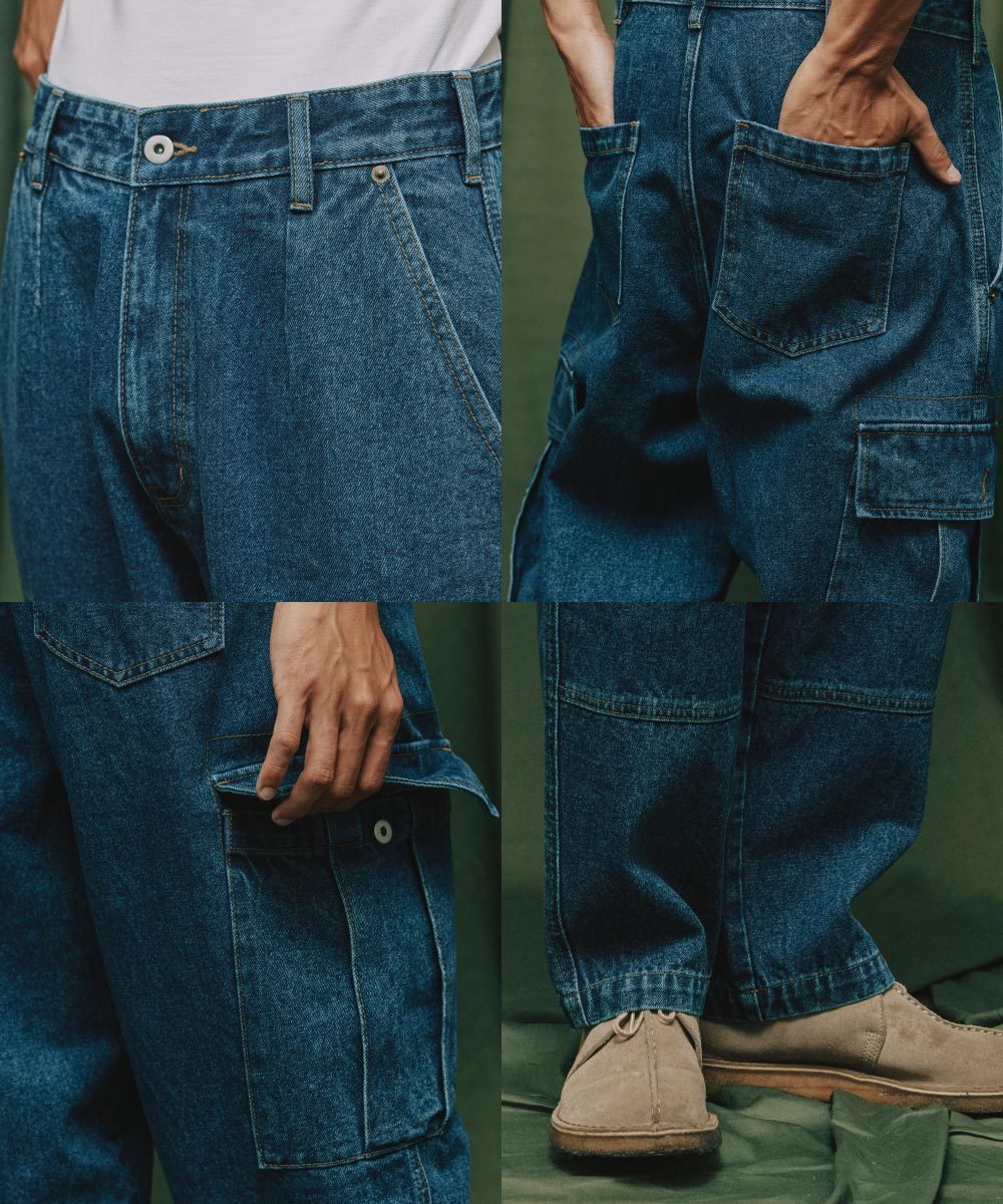 丹寧繭型口袋長褲