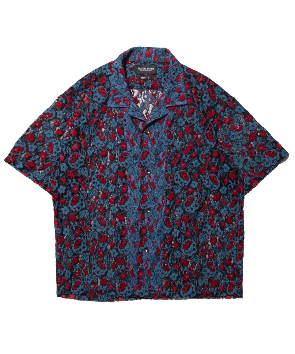 蕾絲短袖襯衫 neon lace shirt