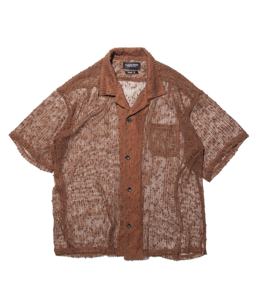 蕾絲短袖襯衫 pilling lace shirt