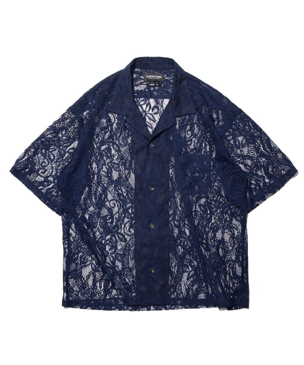 蕾絲短袖襯衫 floral lace shirt