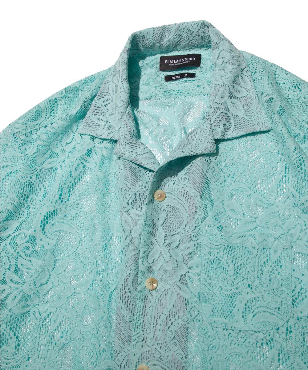 蕾絲短袖襯衫 floral lace shirt