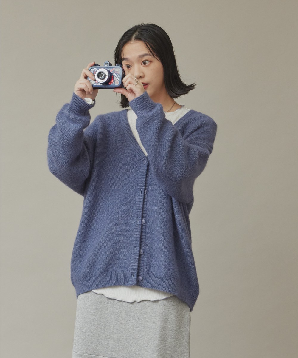 兔絨針織開襟外套