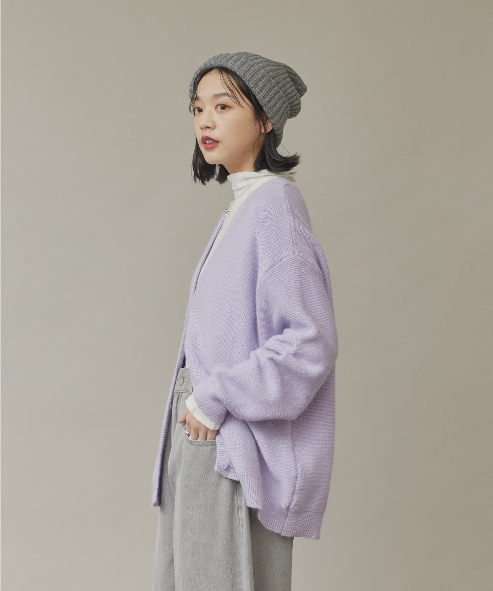 兔絨針織開襟外套