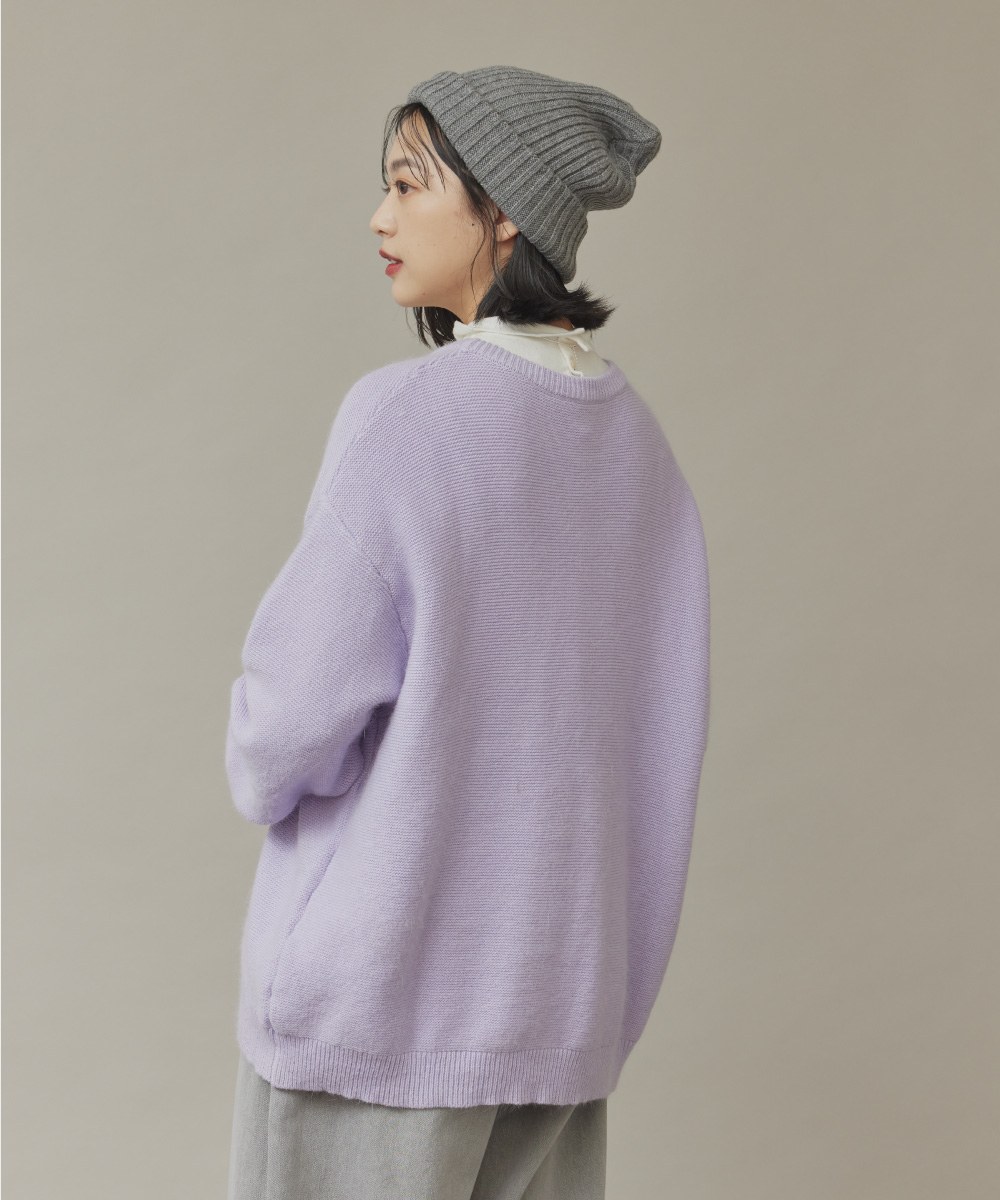 兔絨針織開襟外套