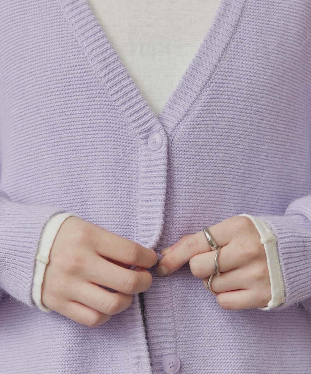 兔絨針織開襟外套