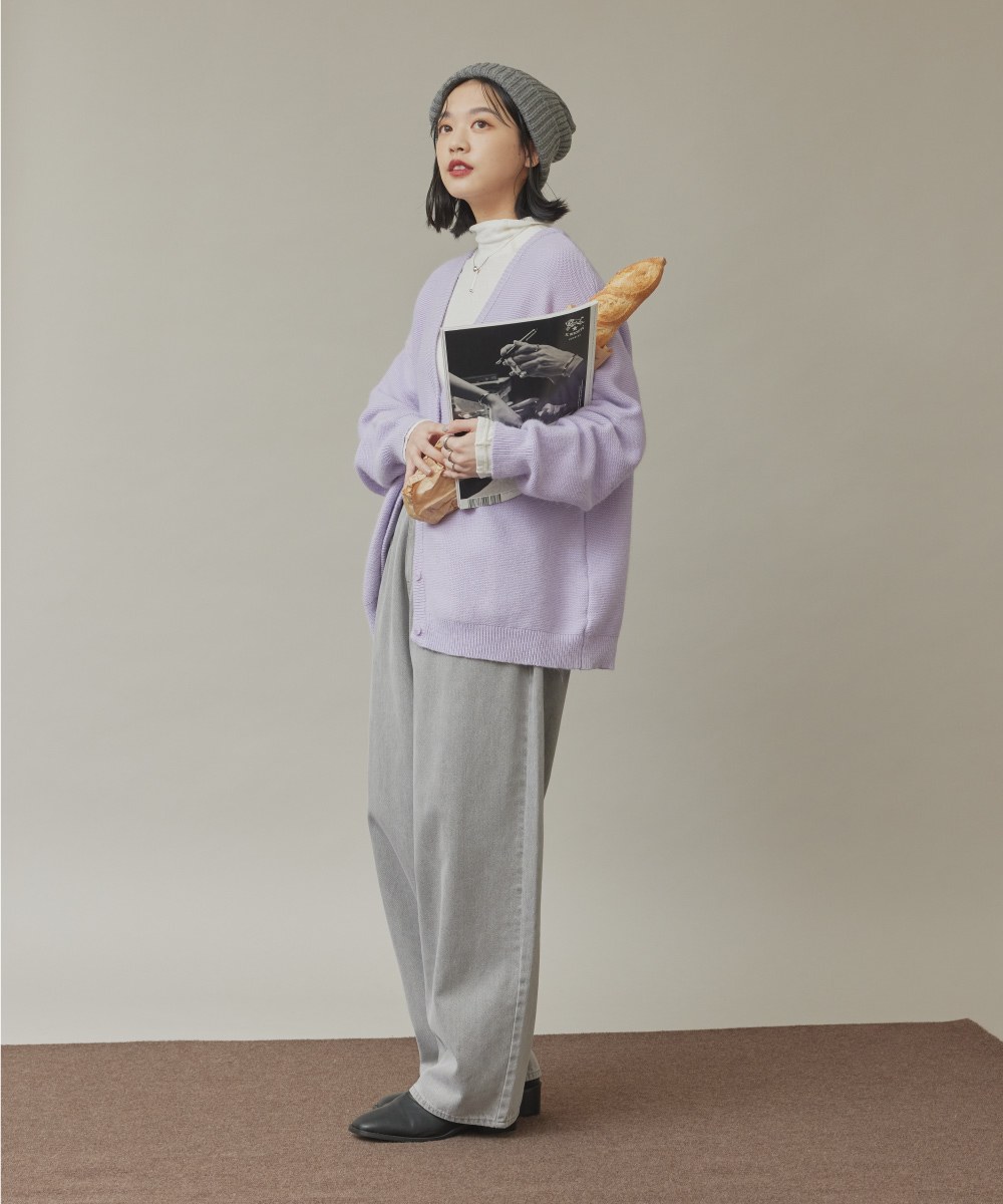 兔絨針織開襟外套