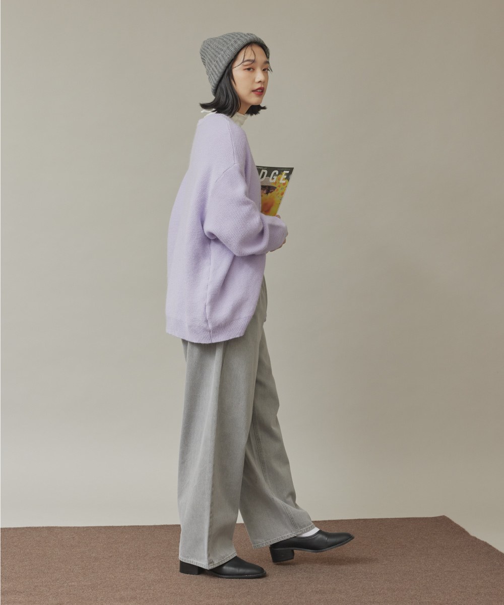 兔絨針織開襟外套