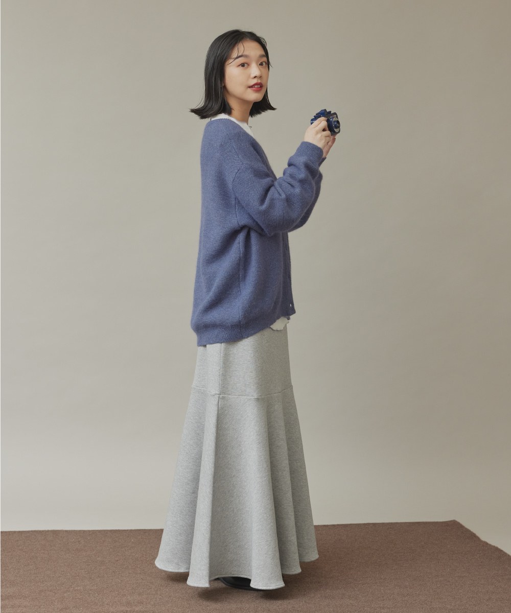 兔絨針織開襟外套