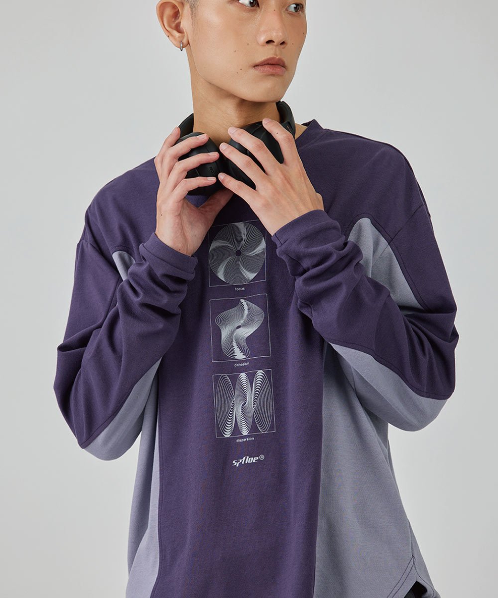 拼接長袖上衣 Paneled Long-Sleeve T