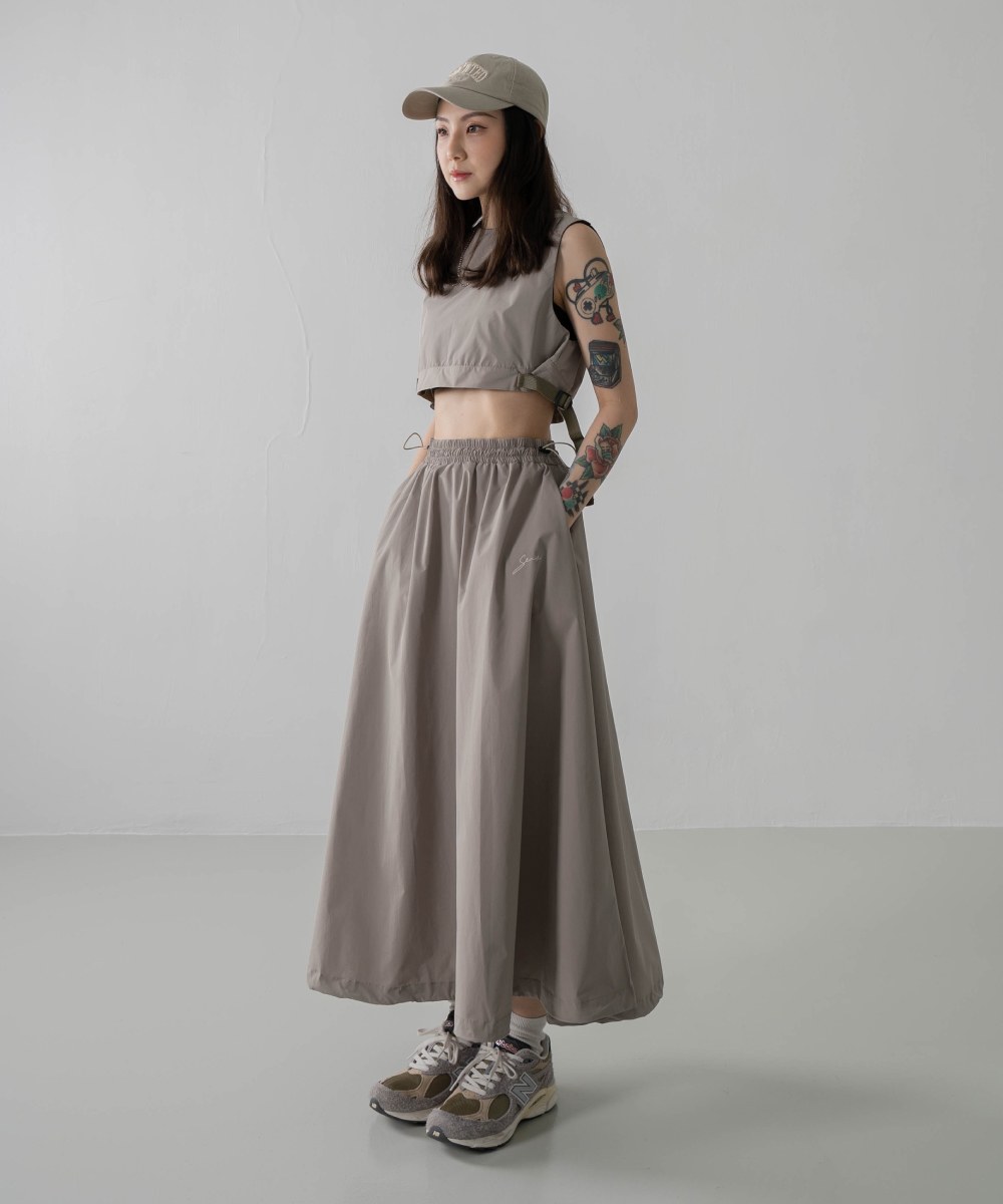 抽繩長裙 Sporty Nylon Full Skirts