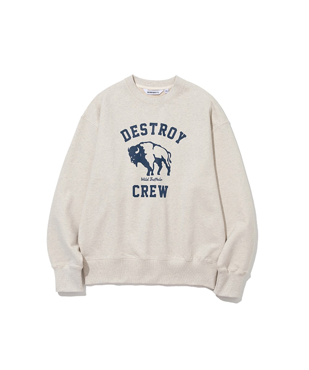 野牛印花長袖大學Tee destroy buffalo sweatshirts