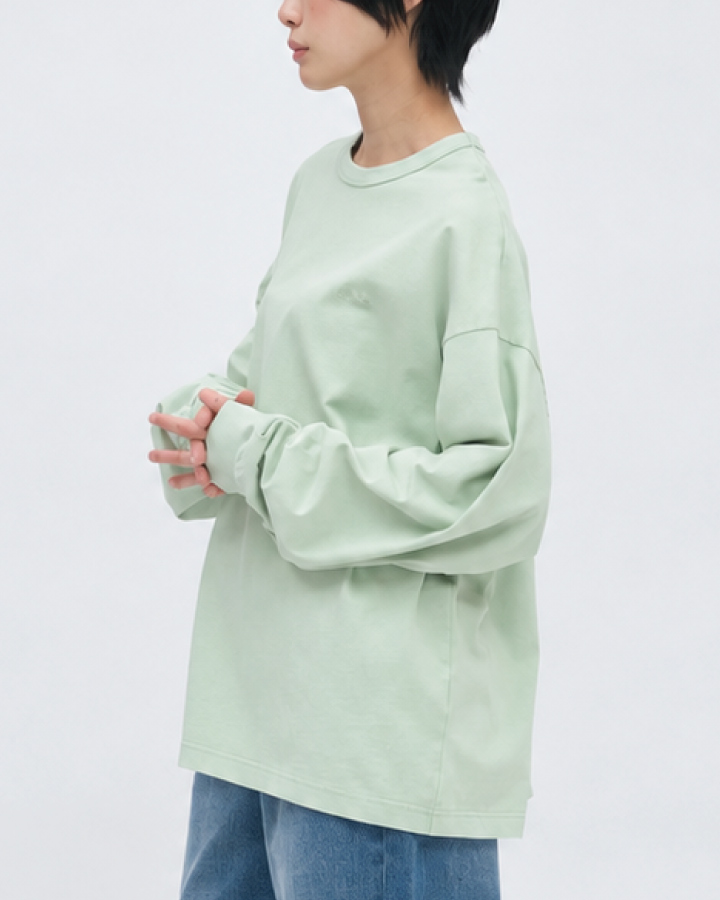 寬版刺繡水洗長TEE